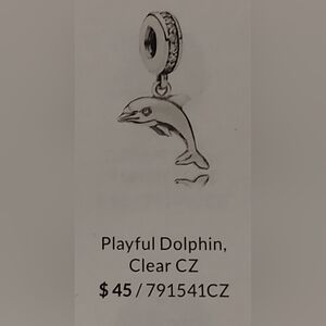 Pandora Playful Dolphin Charm with Clear CZ